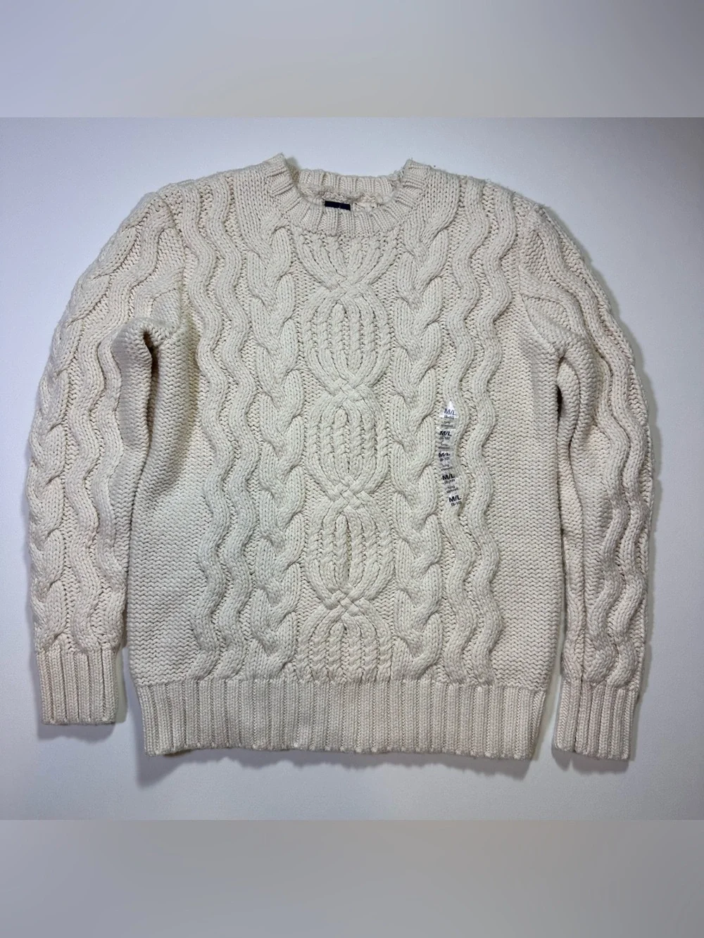 NWOT Gap Kids Fisherman Cable Knit Sweater Cotton Wool Blend Kids Size M 6-8